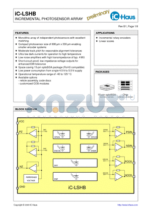 IC-LSHBCHIP datasheet - INCREMENTAL PHOTOSENSOR ARRAY