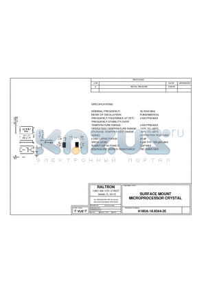 H180A-16.9344-20 datasheet - SURFACE MOUNT MICROPROCESSOR CRYSTAL