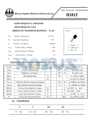 H1815 datasheet - NPN SILICON TRANSISTOR