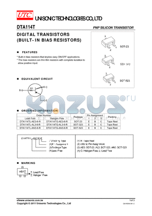 DTA114T_11 datasheet - DIGITAL TRANSISTORS