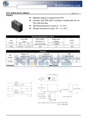 H1PX datasheet - SINGLE PORT MODULE 10/100 BASE-TX LAN