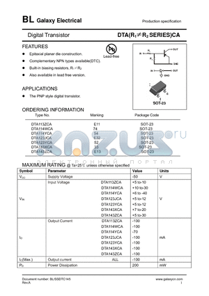 DTA114WCA datasheet - Digital Transistor