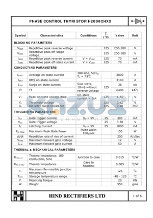 H2000CHXX datasheet - PHASE CONTROL THYRISTOR