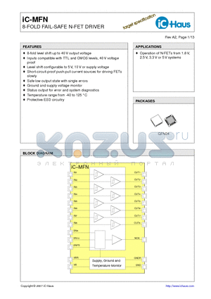 IC-MFN datasheet - 8-FOLD FAIL-SAFE N-FET DRIVER