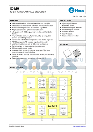 IC-MH datasheet - 12 BIT ANGULAR HALL ENCODER