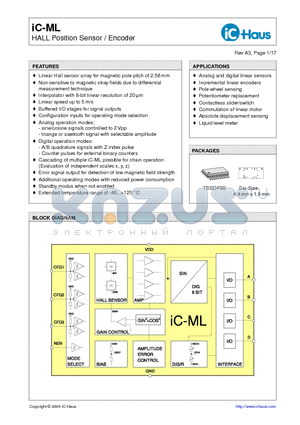 IC-MLTSSOP20 datasheet - HALL Position Sensor / Encoder