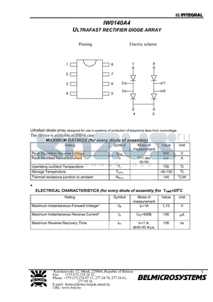 IW0140A4 datasheet - ULTRAFAST RECTIFIER DIODE ARRAY