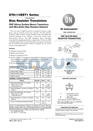 DTA114YET1 datasheet - Bias Resistor Transistors