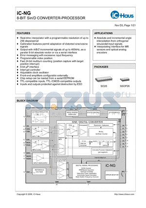 IC-NG datasheet - 8-BIT Sin/D CONVERTER-PROCESSOR