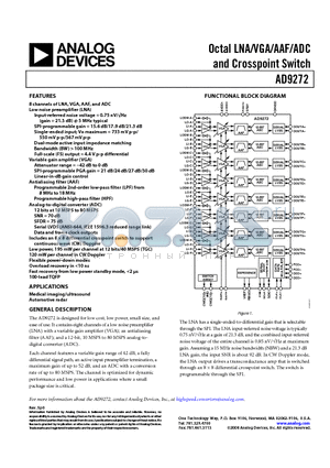 AD9272 datasheet - Octal LNA/VGA/AAF/ADC and Crosspoint Switch