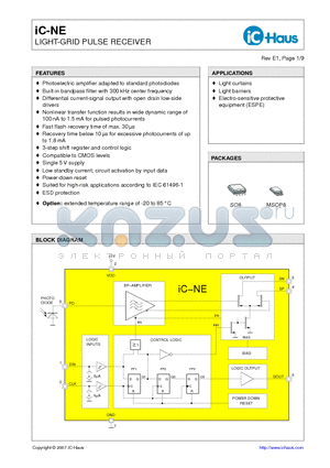 IC-NEMSOP8 datasheet - LIGHT-GRID PULSE RECEIVER