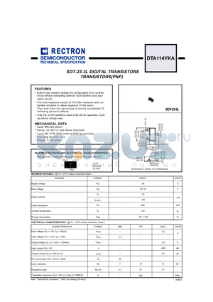 DTA114YKA datasheet - SOT-23-3L DIGITAL TRANSISTORS TRANSISTORS(PNP)