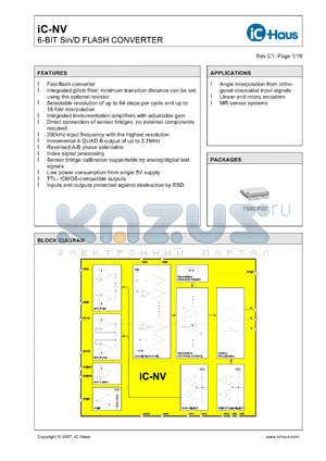 IC-NVTSSOP20 datasheet - 6-BIT Sin/D FLASH CONVERTER