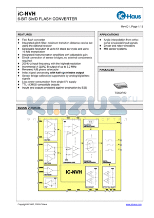 IC-NVH datasheet - 6-BIT Sin/D FLASH CONVERTER