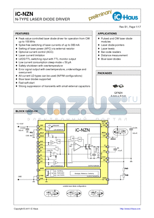 IC-NZN datasheet - N-TYPE LASER DIODE DRIVER