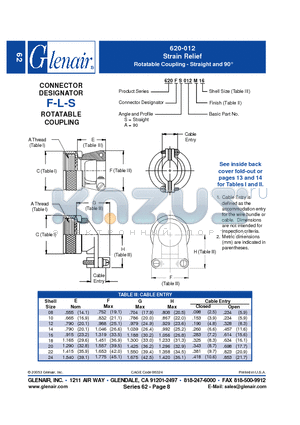 620FA012 datasheet - Strain Relief