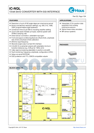 IC-NQL_11 datasheet - 13-bit Sin/D CONVERTER WITH SSI INTERFACE