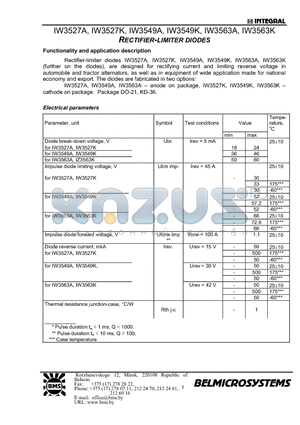 IW3563K datasheet - RECTIFIER-LIMITER DIODES