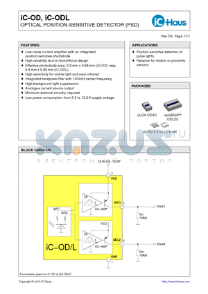 IC-OD_10 datasheet - OPTICAL POSITION-SENSITIVE DETECTOR (PSD)