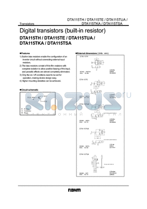 DTA115TE datasheet - Digital transistors (built-in resistor)