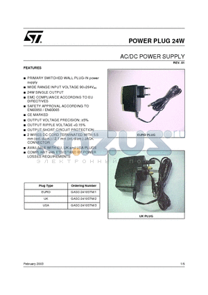 GASC-2410STM3 datasheet - AC/DC POWER SUPPLY