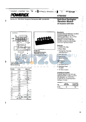 KT521203 datasheet - Split-Dual Darlington Power Module (30 Amperes/1200 Volts)
