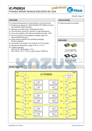 IC-PN2624 datasheet - PHASED ARRAY NONIUS ENCODER 26-1024