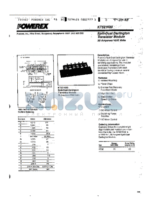 KT521K03 datasheet - Split-Dual Darlington Transistor Module (30 Amperes/1000 Volts)