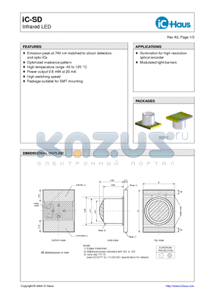 IC-SDBLCCSD1C datasheet - Infrared LED