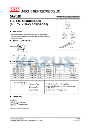 DTA123EG-AE3-R datasheet - DIGITAL TRANSISTORS