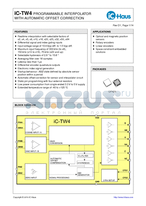 IC-TW4QFN24 datasheet - PROGRAMMABLE INTERPOLATOR WITH AUTOMATIC OFFSET CORRECTION