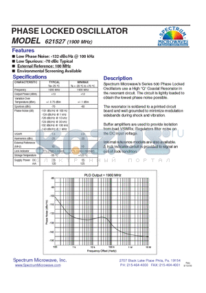 621527 datasheet - PHASE LOCKED OSCILLATOR