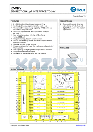 IC-VRV datasheet - BIDIRECTIONAL lP INTERFACE TO 24V