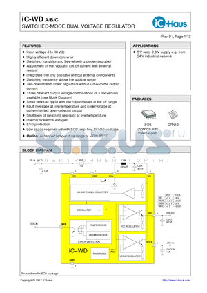 IC-WDADFN10 datasheet - SWITCHED-MODE DUAL VOLTAGE REGULATOR