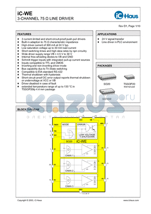 IC-WESO16W datasheet - 3-CHANNEL 75 Y LINE DRIVER