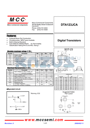 DTA123JCA datasheet - Digital Transistors