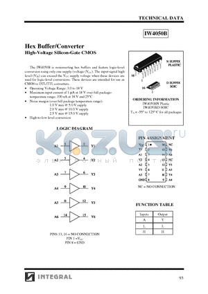 IW4050BD datasheet - Hex Buffer/Converter High-Voltage Silicon-Gate CMOS