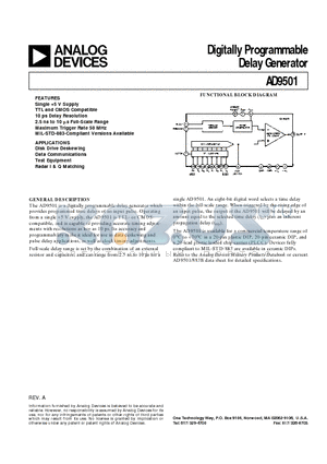 AD9501JQ datasheet - Digitally Programmable Delay Generator