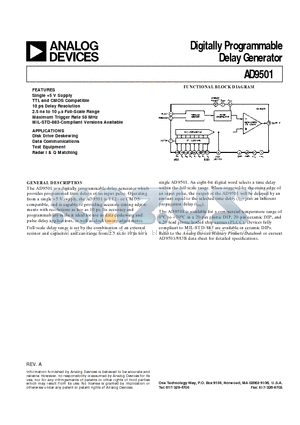 AD9501SQ datasheet - Digitally Programmable Delay Generator