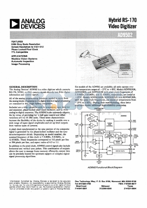 AD9502AM datasheet - Hybrid RS-170 Video Digitizer