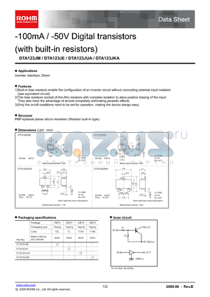 DTA123JE_09 datasheet - -100mA / -50V Digital transistors (with built-in resistors)