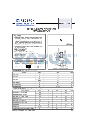 DTA123JKA datasheet - SOT-23-3L DIGITAL TRANSISTORS TRANSISTORS(PNP)