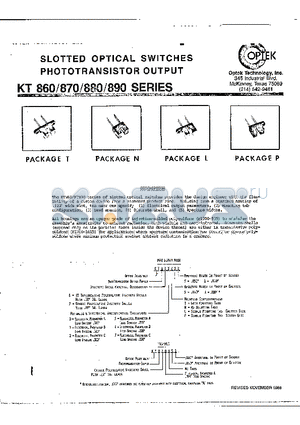 KT860L11 datasheet - SLOTTED OPTICAL SWITCHES PHOTOTRAMSISTOR OUTPUT