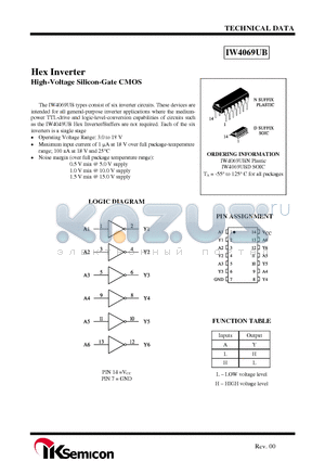 IW4069UB datasheet - Hex Inverter High-Voltage Silicon-Gate CMOS
