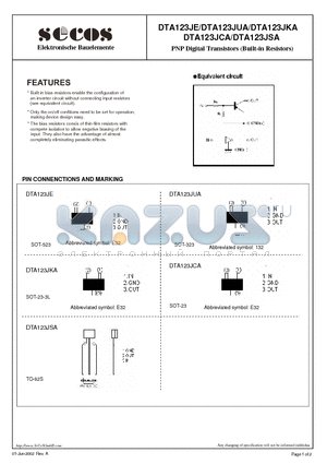 DTA123JSA datasheet - PNP Digital Transistors (Built-in Resistors)