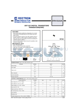 DTA123JUA datasheet - SOT-323 DIGITAL TRANSISTORS TRANSISTORS(PNP)