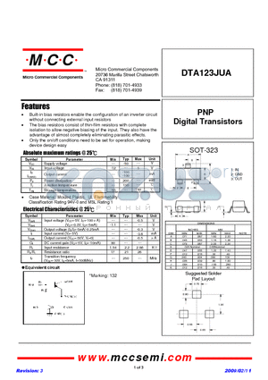 DTA123JUA datasheet - PNP Digital Transistors