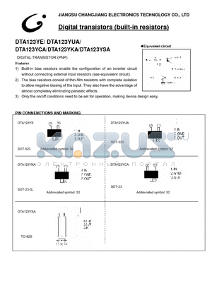 DTA123YCA datasheet - Digital transistors (built-in resistors)