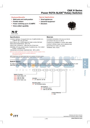 H20407RR05Q datasheet - Power ROTA-SLIDE Rotary Switches