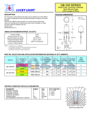 GB-339 datasheet - Multi-Color, Common Cathode 5mm Round Type LED Lamps (3 Pins)